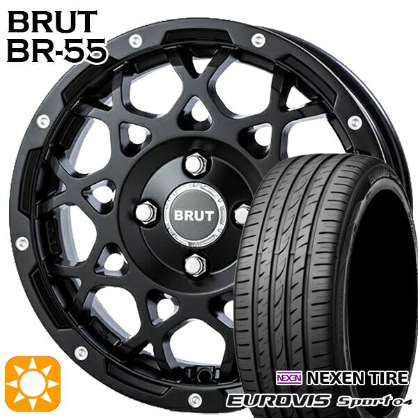 【取付対象】165/60R14 75H ロードストーン ユーロビズ Sport 04 BRUT ブルート BR-55 ミルドサテンブラック 14インチ 5.0J 4H100 サマータイヤホイールセット