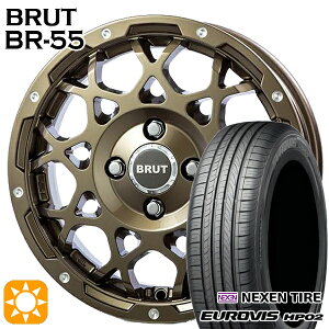 フラッシュクーポン対象★155/65R14 ネクセン ロードストーン ユーロビズ HP02 BRUT ブルート BR-55 シャンパンゴールド 14インチ 4.5J 4H100 サマータイヤホイールセット