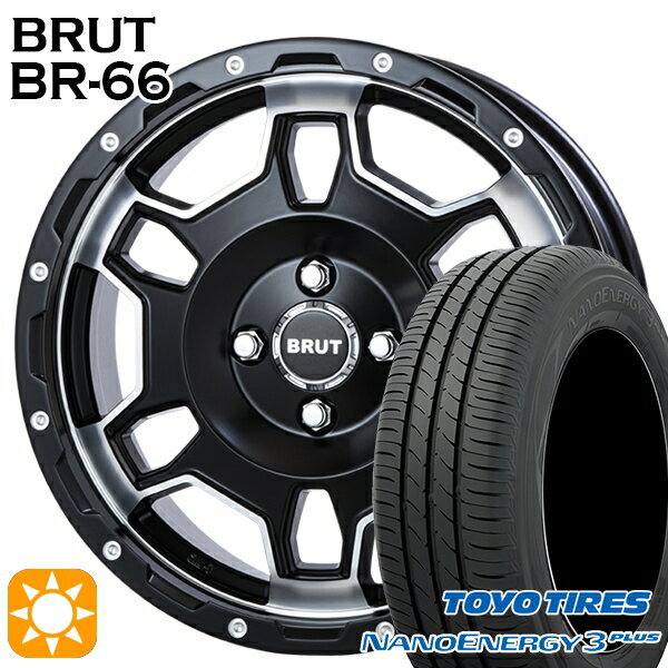【取付対象】195/45R16 80W トーヨー ナノエナジー3プラス BRUT ブルート BR-66 ミリタリーブラック 16インチ 6.5J 4H100 サマータイヤホイールセット