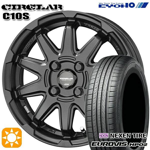 【取付対象】155/65R14 ネクセン ロードストーン ユーロビズ HP02 KYOHO サーキュラー C10S マットブラック 14インチ 4.5J 4H100 サマータイヤホイールセット
