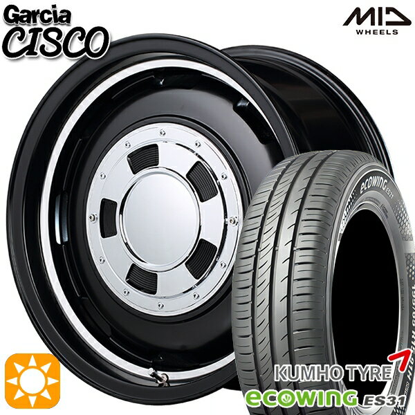 【取付対象】165/65R15 81H クムホ エコウィング ES31 MID ガルシアシスコ セミグロスブラック 15インチ 4.5J 4H100 サマータイヤホイールセット