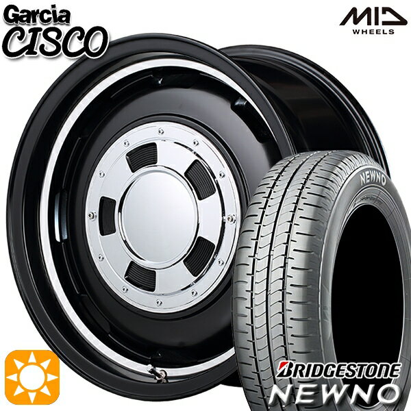 【取付対象】165/55R15 75V ブリヂストン ニューノ MID ガルシアシスコ セミグロスブラック 15インチ 4.5J 4H100 サマータイヤホイールセット