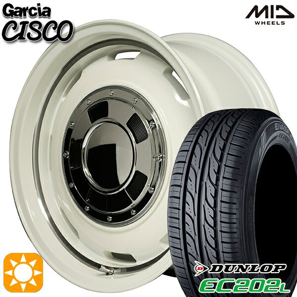 【取付対象】155/65R14 ダンロップ エナセーブ EC202L MID ガルシアシスコ ホワイト 14インチ 4.5J 4H100 サマータイヤホイールセット