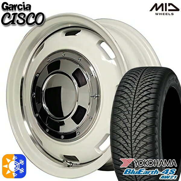 215/70R16 100H ヨコハマ ブルーアース 4S AW21 MID ガルシアシスコ オールドイングリッシュホワイトリムヴァーレイポリッシュ 16インチ 5.5J 5H139.7 オールシーズンタイヤホイールセット