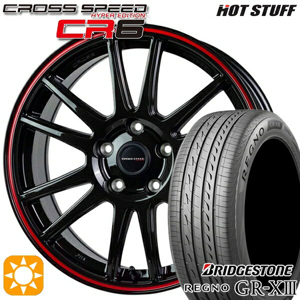 【取付対象】アイシス ノア/ヴォクシー 215/45R17 91W XL ブリヂストン レグノ GR-X3 HotStuff ホットスタッフ クロススピード CR6 グロスガンメタレッドライン 17インチ 7.0J 5H114.3 サマータイヤホイールセット