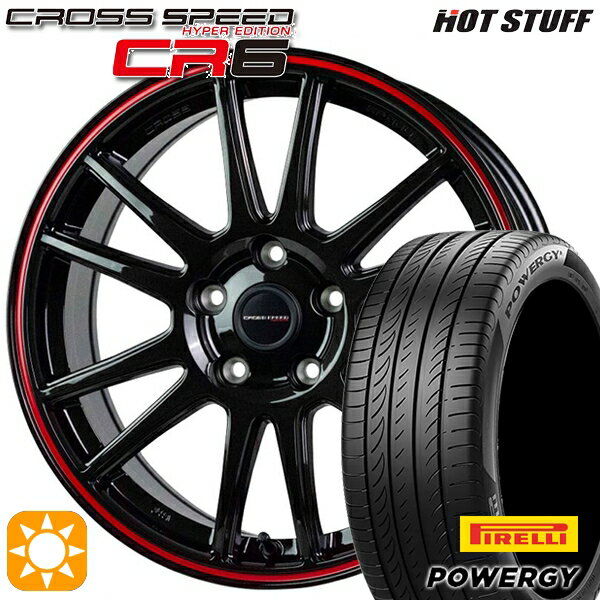 【取付対象】リーフ レヴォーグ 215/50R17 95W XL ピレリ パワジー HotStuff ホットスタッフ クロススピード CR6 グロスガンメタレッドライン 17インチ 7.0J 5H114.3 サマータイヤホイールセット