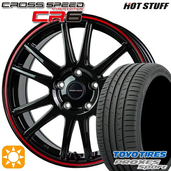 【取付対象】セレナ 215/40R18 89Y トーヨー プロクセススポーツ HotStuff ホットスタッフ クロススピード CR6 グロスガンメタレッドライン 18インチ 7.5J 5H114.3 サマータイヤホイールセット