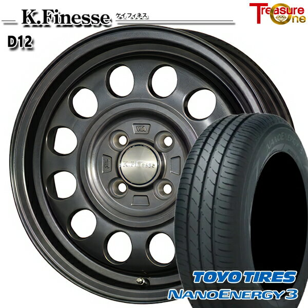 【取付対象】155/65R13 73S トーヨー ナノエナジー3 トレジャーワン ケイフィネス D12 ガンメタブラック 13インチ 4.0J 4H100 サマータイヤホイールセット