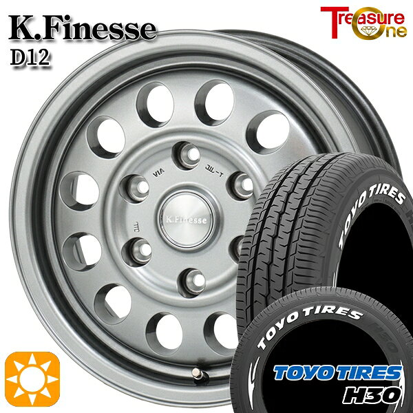 【取付対象】NV350キャラバン 195/80R15 107/105N トーヨー H30 ホワイトレター トレジャーワン ケイフィネス D12 ガンメタブラック 15インチ 6.0J 6H139.7 サマータイヤホイールセット