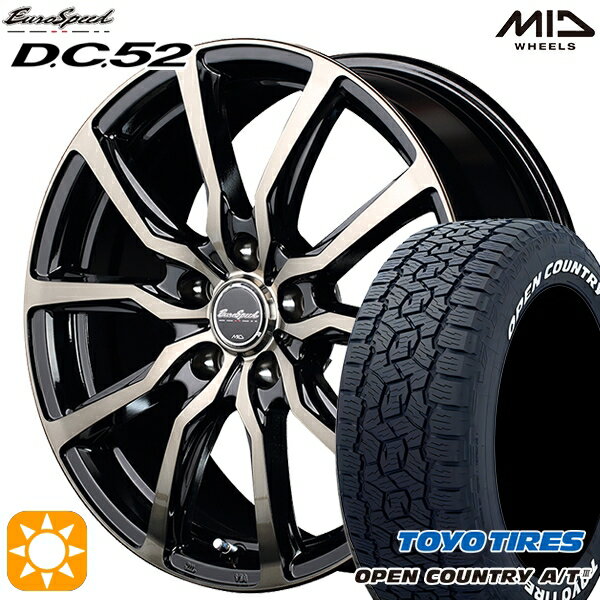 【取付対象】225/65R17 102H トーヨー オープンカントリーA/T3 ホワイトレター MID ユーロスピード DC52 ブラックポリッシュ+アーミーブラッククリア 17インチ 7.0J 5H114.3 サマータイヤホイールセット