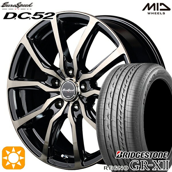 【取付対象】アイシス ノア 215/45R17 91W XL ブリヂストン レグノ GRX2 MID ユーロスピード DC52 ブラックポリッシュ+アーミーブラッククリア 17インチ 7.0J 5H114.3 サマータイヤホイールセット