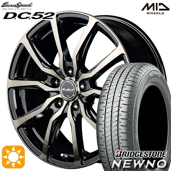 【取付対象】195/65R15 91H ブリヂストン ニューノ MID ユーロスピード DC52 ブラックポリッシュ+アーミーブラッククリア 15インチ 6.0J 5H114.3 サマータイヤホイールセット