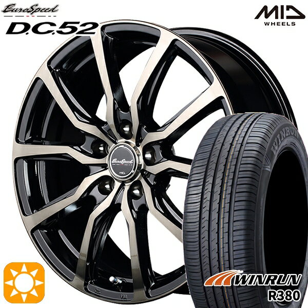 5/18 D会員限定P13倍★ 195/65R15 91V ウィンラン R380 MID ユーロスピード DC52 ブラックポリッシュ+アーミーブラッククリア 15インチ 6.0J 5H114.3 サマータイヤホイールセット