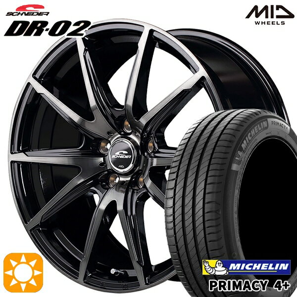 【取付対象】アイシス ノア 215/45R17 91W XL ミシュラン プライマシー4プラス MID シュナイダー DR02 ブラックポリッシュ＋ブラッククリア 17インチ 7.0J 5H114.3 サマータイヤホイールセット