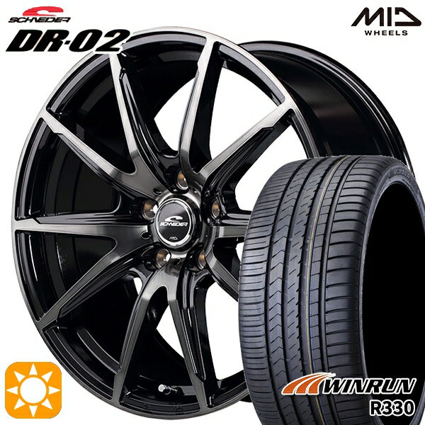 【取付対象】リーフ レヴォーグ 215/50R17 95W XL ウィンラン R330 MID シュナイダー DR02 ブラックポリッシュ＋ブラッククリア 17インチ 7.0J 5H114.3 サマータイヤホイールセット