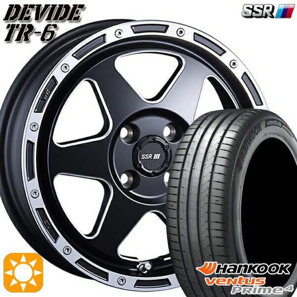 【取付対象】195/55R16 87V ハンコック veNtus PRime4 K135 SSR ディバイド TR6 フラットブラックポリッシュ 16インチ 6.5J 4H100 サマータイヤホイールセット