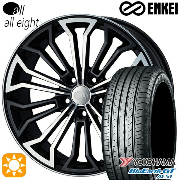 【取付対象】215/40R18 89W XL ヨコハマ ブルーアースGT AE51 ENKEI オール オールエイト マットマシンドブラック 18インチ 7.5J 5H100 サマータイヤホイールセット