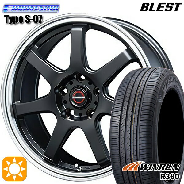 【取付対象】195/65R15 91V ウィンラン R380 BLEST ユーロマジック タイプS-07 セミグロスブラック 15インチ 6.0J 5H114.3 サマータイヤホイールセット