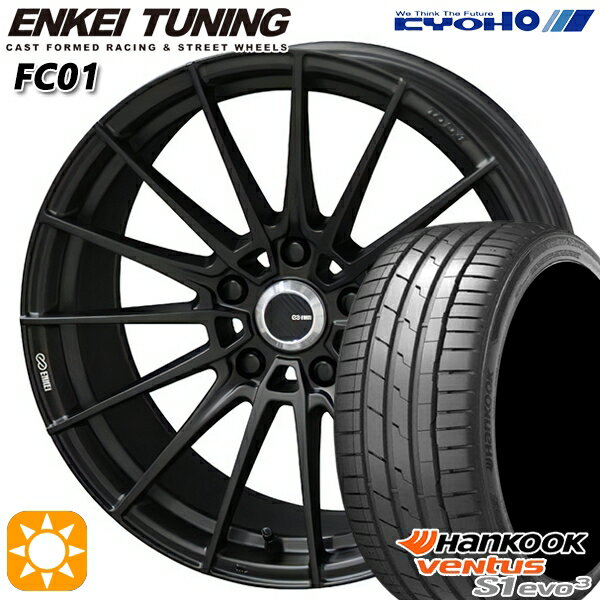 【取付対象】225/40R18 92Y XL ハンコック veNtus S1 evo3 K127 KYOHO エンケイチューニング FC01 セミグロスブラック×ロゴレーザーエッジング 18インチ 7.0J 5H114.3 サマータイヤホイールセット