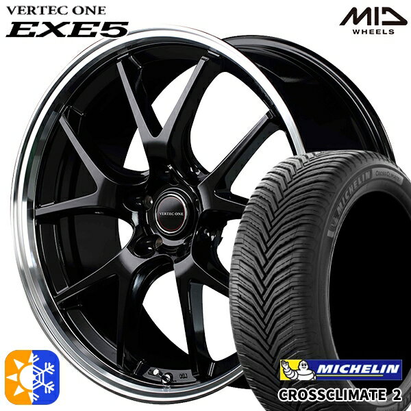 245/35R20 95Y XL ミシュラン クロスクライメート2 MID ヴァーテックワン EXE5 グロッシーブラック/リムポリッシュ 20インチ 8.5J 5H114.3 オールシーズンタイヤホイールセット