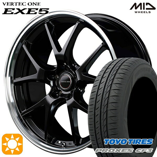 【取付対象】アクセラ アテンザ 215/45R18 93W XL トーヨー プロクセス CF3 MID ヴァーテックワン EXE5 グロッシーブラック/リムポリッシュ 18インチ 7.0J 5H114.3 サマータイヤホイールセット