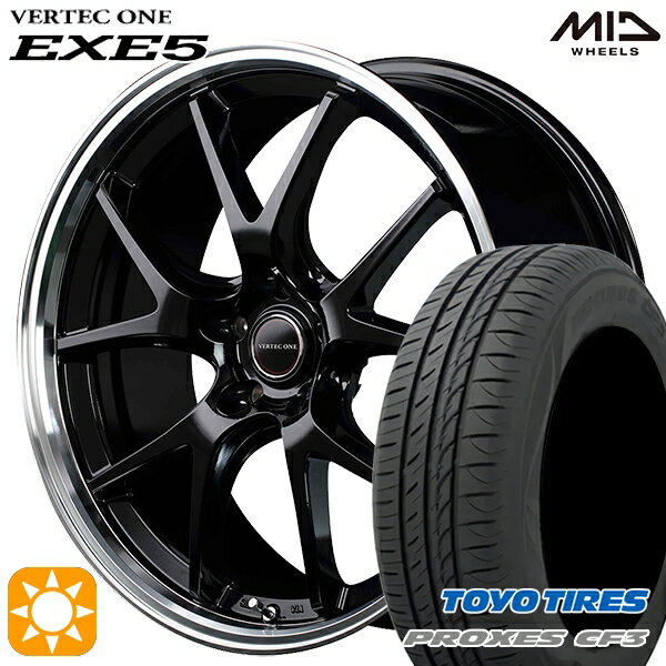 5/18 D会員限定P13倍★ リーフ レヴォーグ 215/50R17 95V XL トーヨー プロクセス CF3 MID ヴァーテックワン EXE5 グロッシーブラック/リムポリッシュ 17インチ 7.0J 5H114.3 サマータイヤホイールセット