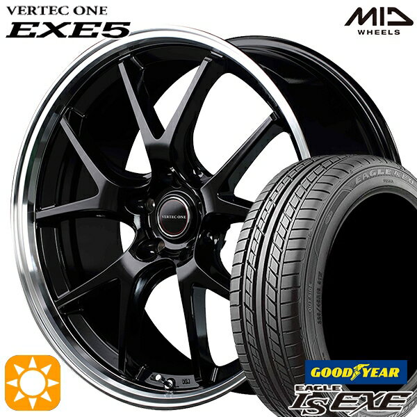 【取付対象】225/35R19 88W XL グッドイヤー イーグル LSEXE MID ヴァーテックワン EXE5 19インチ 8.0J 5H114.3 グロッシーブラック/リムポリッシュ サマータイヤホイールセット