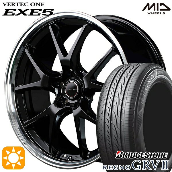 【取付対象】245/35R20 95W XL ブリヂストン レグノ GRV2 MID ヴァーテックワン EXE5 グロッシーブラック/リムポリッシュ 20インチ 8.5J 5H114.3 サマータイヤホイールセット