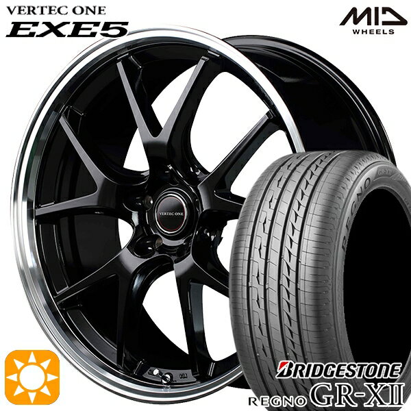 【取付対象】アイシス ノア 215/45R17 91W XL ブリヂストン レグノ GRX2 MID ヴァーテックワン EXE5 グロッシーブラック/リムポリッシュ 17インチ 7.0J 5H114.3 サマータイヤホイールセット