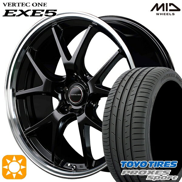 【取付対象】アイシス ノア 215/45R17 91W トーヨー プロクセススポーツ MID ヴァーテックワン EXE5 グロッシーブラック/リムポリッシュ 17インチ 7.0J 5H114.3 サマータイヤホイールセット