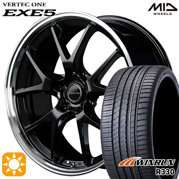 【取付対象】ノア ヴォクシー 215/35R19 85W XL ウィンラン R330 MID ヴァーテックワン EXE5 グロッシーブラック/リムポリッシュ 19インチ 8.0J 5H114.3 サマータイヤホイールセット