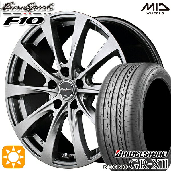 【取付対象】195/65R15 91H ブリヂストン レグノ GRX2 MID ユーロスピード F10 メタリックグレー 15インチ 6.0J 5H114.3 サマータイヤホイールセット