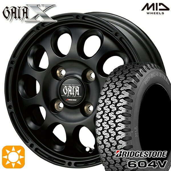 【取付対象】軽トラ 145R12 6PR ブリヂストン RD604V MID ガイアクロス 12インチ 3.5J 4H100 マットブラック サマータイヤホイールセット