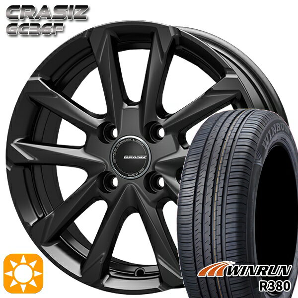 【最大2,000円OFFクーポン】165/70R14 81T ウィンラン R380 コーセイ クレイシズ GC36F グロッシーブラック 14インチ 5.0J 4H100 サマータイヤホイールセット