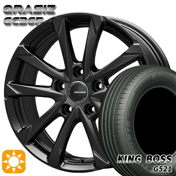 【取付対象】195/65R15 91H キングボス G521 コーセイ クレイシズ GC36F グロッシーブラック 15インチ 6.0J 5H114.3 サマータイヤホイールセット