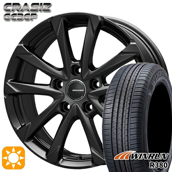 【取付対象】195/65R15 91V ウィンラン R380 コーセイ クレイシズ GC36F グロッシーブラック 15インチ 6.0J 5H114.3 サマータイヤホイールセット