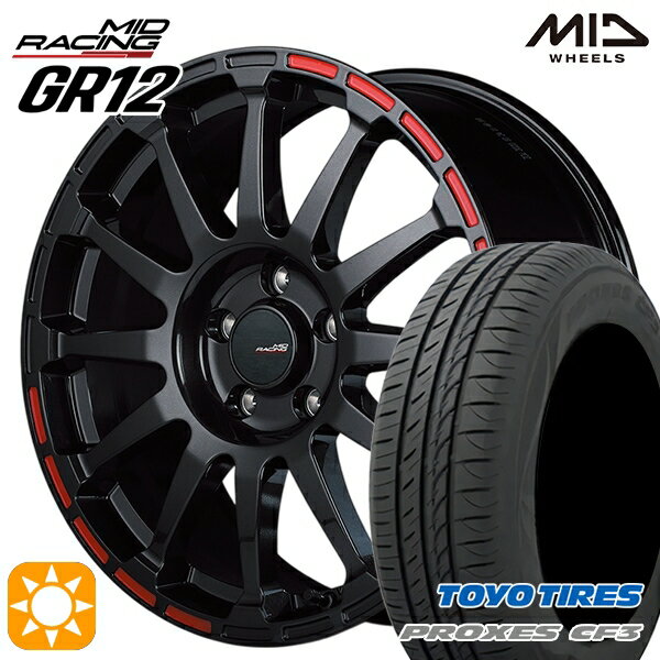 【取付対象】アイシス ノア/ヴォクシー 215/45R17 91W XL トーヨー プロクセス CF3 MID RMPレーシング GR12 クリスタルブラック/ストロボレッド 17インチ 7.0J 5H114.3 サマータイヤホイールセット