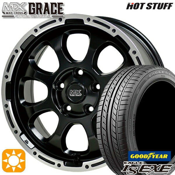 【取付対象】アイシス ノア 215/45R17 91W XL グッドイヤー イーグル LSEXE HotStuff マッドクロス グレイス GB/P 17インチ 7.0J 5H114.3 サマータイヤホイールセット