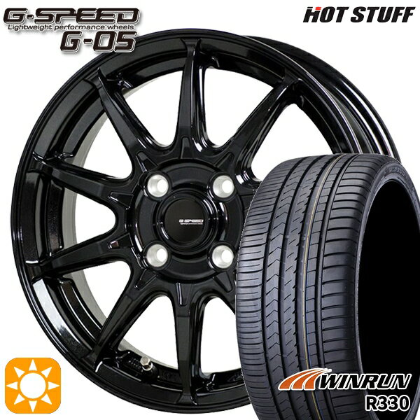 5/18 D会員限定P13倍★ 195/45R16 84V XL ウィンラン R330 ホットスタッフ ジースピード G-05 メタリックブラック 16インチ 6.0J 4H100 サマータイヤホイールセット