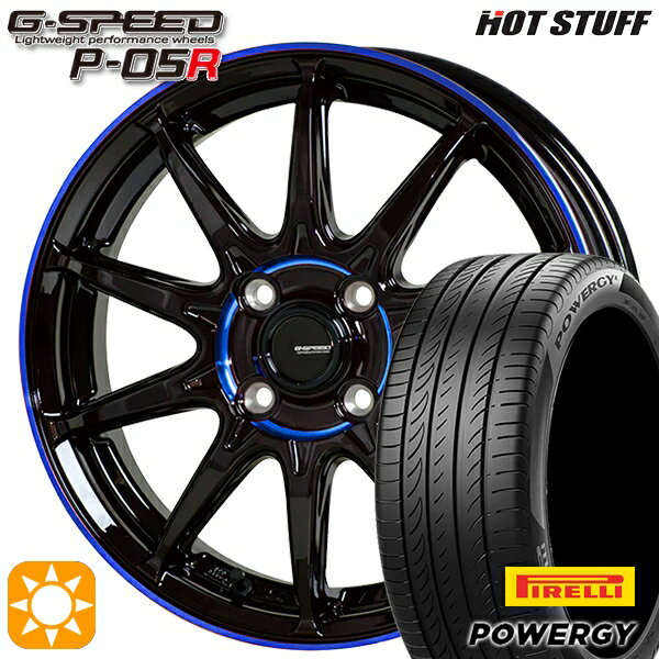 【取付対象】フィット アクア 185/60R15 84H ピレリ パワジー HotStuff ジースピード P-05R ブラックブルークリア 15インチ 5.5J 4H100 サマータイヤホイールセット
