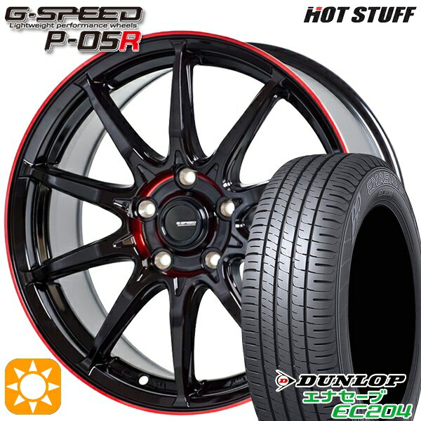 5/18 D会員限定P13倍★ オデッセイ レヴォーグ 225/45R18 95W XL ダンロップ エナセーブ EC204 HotStuff ジースピード P-05R ブラックレッドクリア 18インチ 7.0J 5H114.3 サマータイヤホイールセット