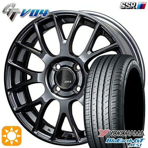 【取付対象】195/45R16 84V XL ヨコハマ ブルーアースGT AE51 SSR GTV04 メタリックグレー 16インチ 6.0J 4H100 サマータイヤホイールセット