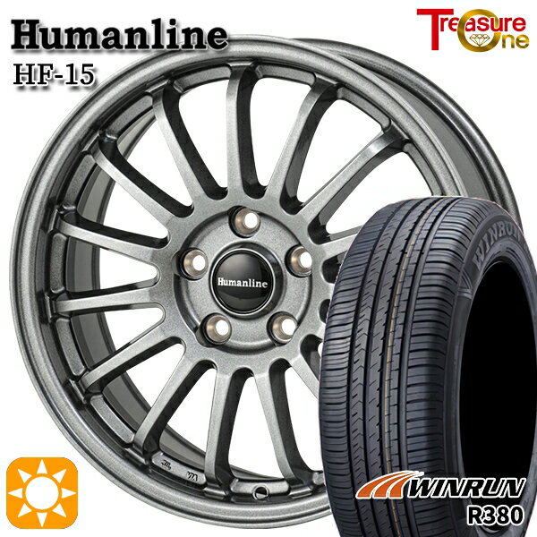 【取付対象】プリウスα ストリーム 205/60R16 92H ウィンラン R380 トレジャーワン ヒューマンライン HF15 ダークグレー 16インチ 6.5J 5H114.3 サマータイヤホイールセット