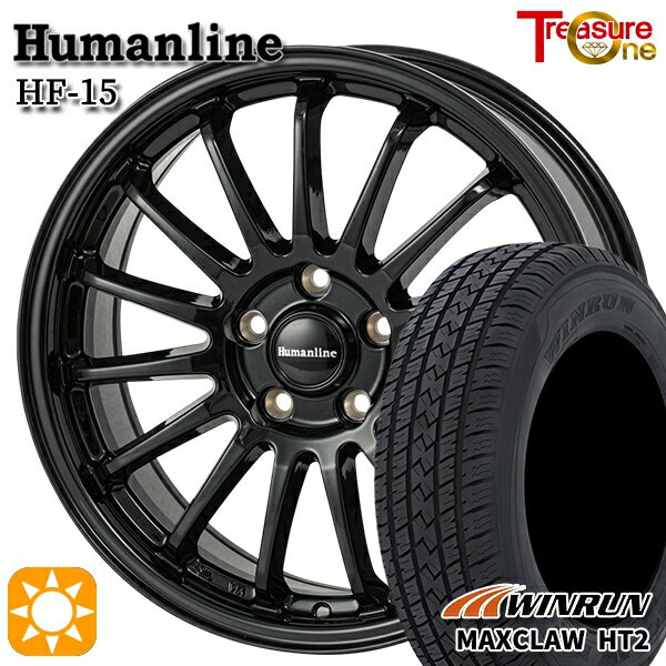 【取付対象】ハリアー エクストレイル 225/65R17 102H ウィンラン マックスクロウ HT2 トレジャーワン ヒューマンライン HF15 ブラック 17インチ 7.0J 5H114.3 サマータイヤホイールセット