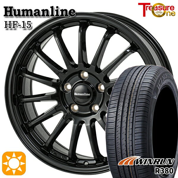 【取付対象】エクストレイル フォレスター 225/60R17 99V ウィンラン R380 トレジャーワン ヒューマンライン HF15 ブラック 17インチ 7.0J 5H114.3 サマータイヤホイールセット