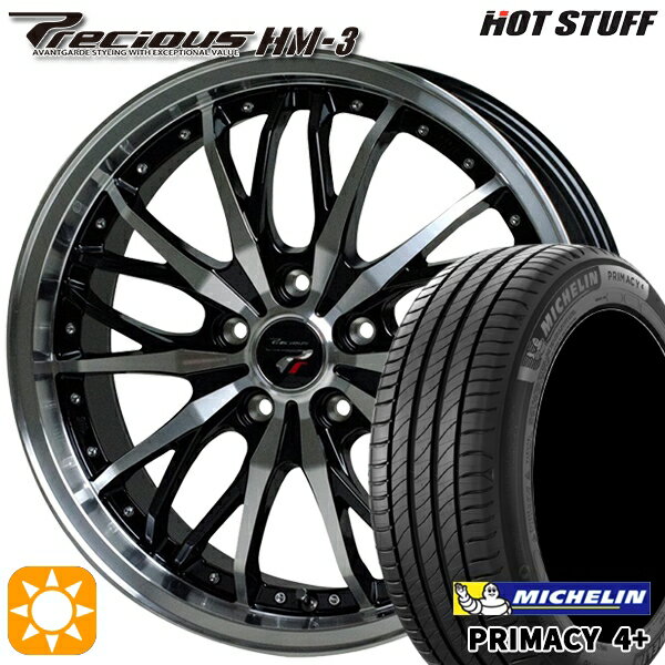 【取付対象】225/55R17 101W XL ミシュラン プライマシー4プラス HotStuff プレシャス HM-3 メタリックブラックポリッシュ 17インチ 7.0J 5H114.3 サマータイヤホイールセット