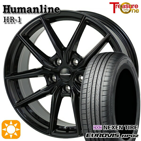 【取付対象】30/50プリウス 185/65R15 ネクセン ロードストーン ユーロビズ HP02 トレジャーワン ヒューマンライン HR1 ブラック 15インチ 6.0J 5H100 サマータイヤホイールセット