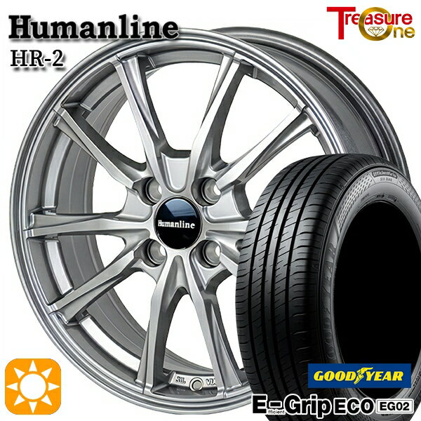 【取付対象】タンク ルーミー 165/65R14 79S グッドイヤー エフィシェントグリップ EG02 トレジャーワン ヒューマンライン HR2 ダークグレー 14インチ 5.5J 4H100 サマータイヤホイールセット