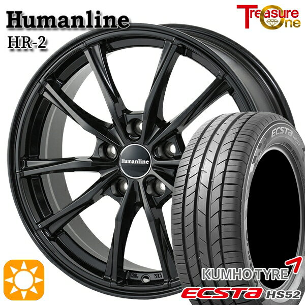 【取付対象】リーフ アクセラ 205/55R16 91V クムホ エクスタ HS52 トレジャーワン ヒューマンライン HR2 ブラック 16インチ 6.5J 5H114.3 サマータイヤホイールセット