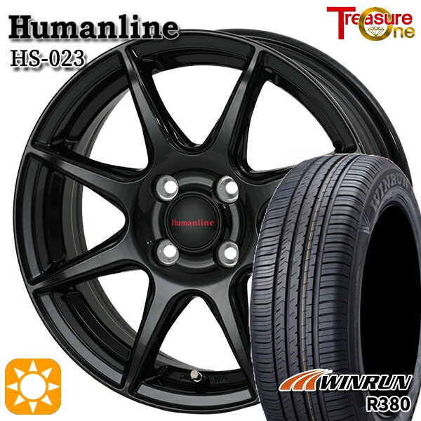 【取付対象】185/65R15 88H ウィンラン R380 トレジャーワン ヒューマンライン HS023 ブラック 15インチ 5.5J 4H100 サマータイヤホイールセット